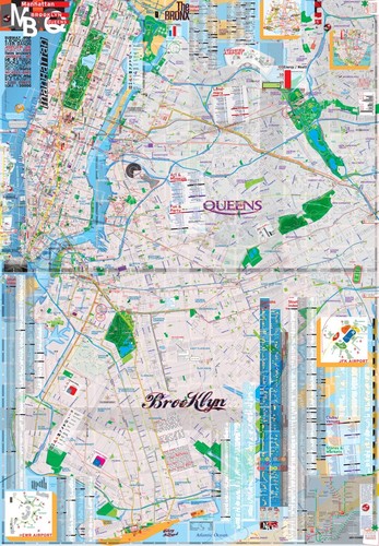 Map laminated manhattan queens - laminated,